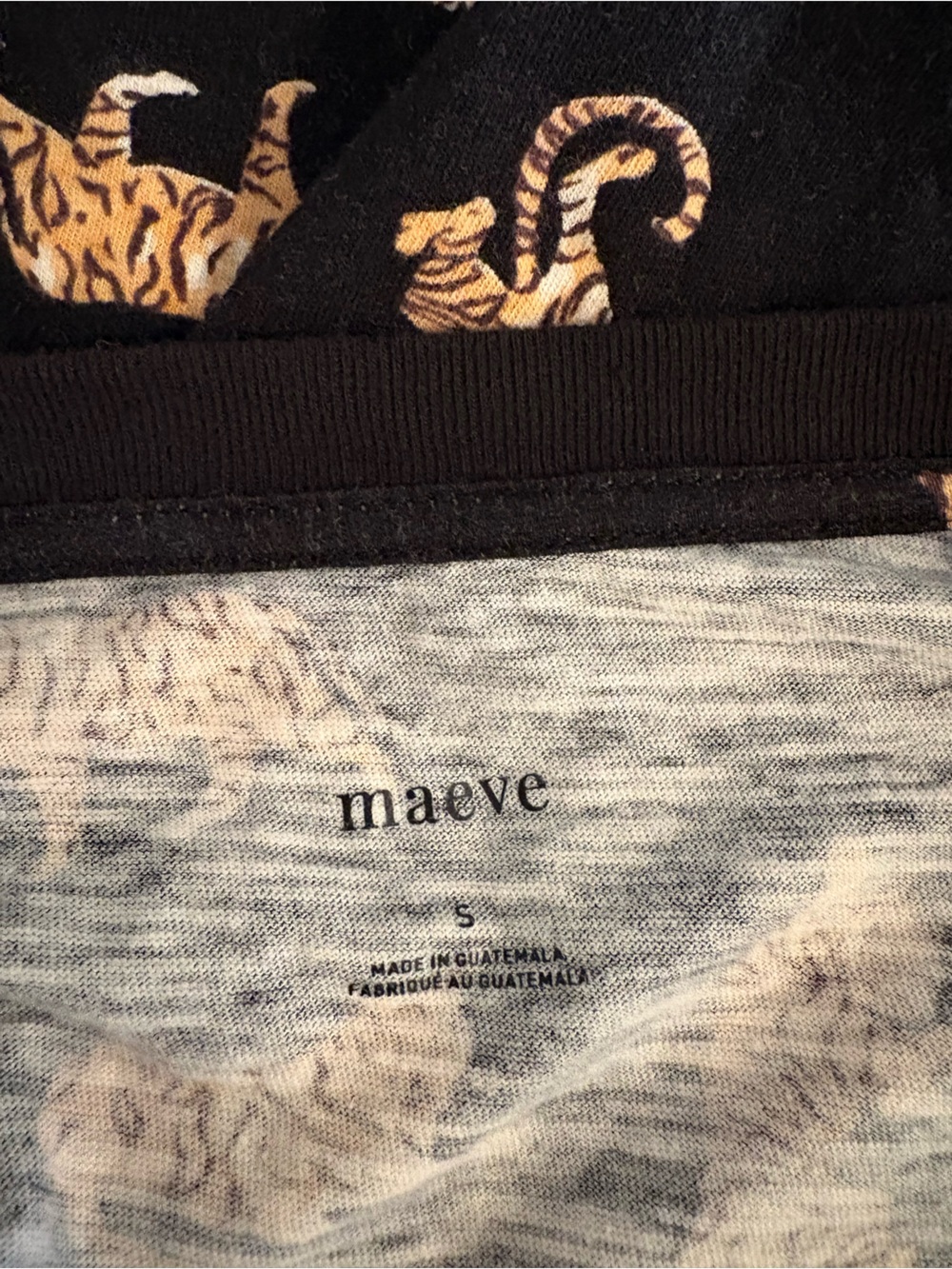Anthropologie || Maeve Caitlin Boxy Long Sleeve Tee Black Tiger Print Small - Picture 6 of 9